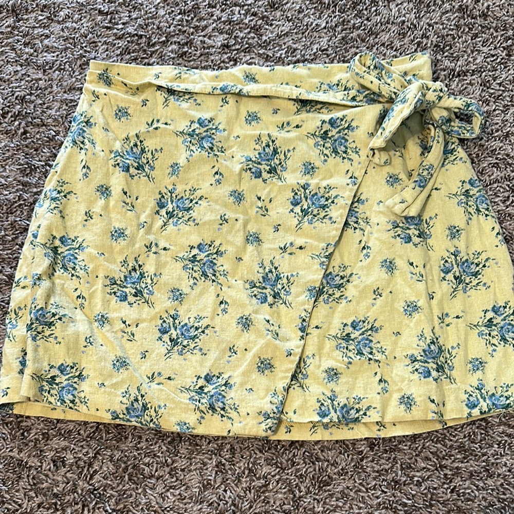 Yellow and Blue Mini Wrap Skirt x
